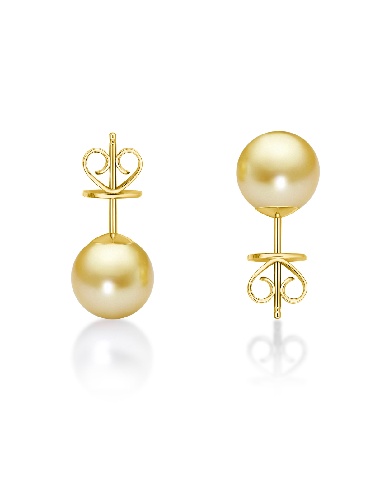 Elegant South sea pearl earrings  from golden pearl oyster- Genuine, AAA Grade Pearls, Solid Gold studs, Handcrafted Pearl Jewelry, Timeless Luxury Jewelry. Oceana Pearls Brand.